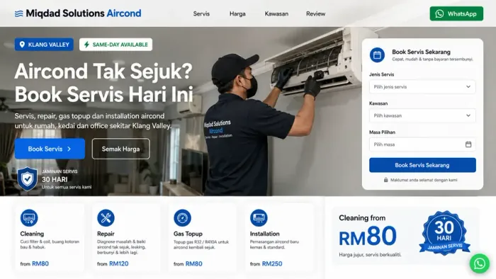 Miqdad Solutions Aircond, aircond service website