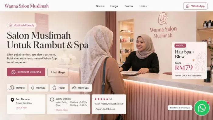 Wanna Salon Muslimah, salon website