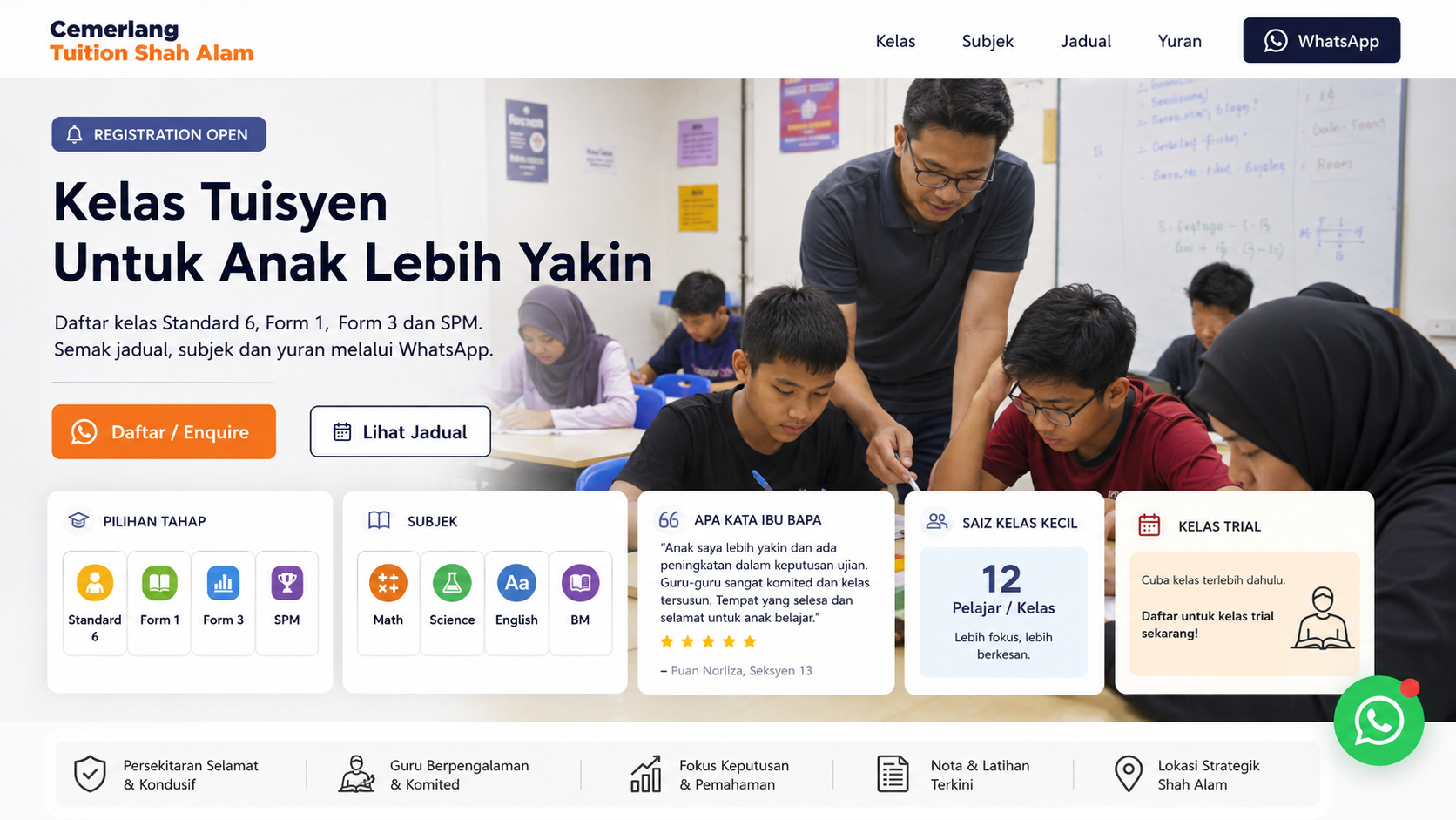 Sri Murugan Centre — tuition centre website