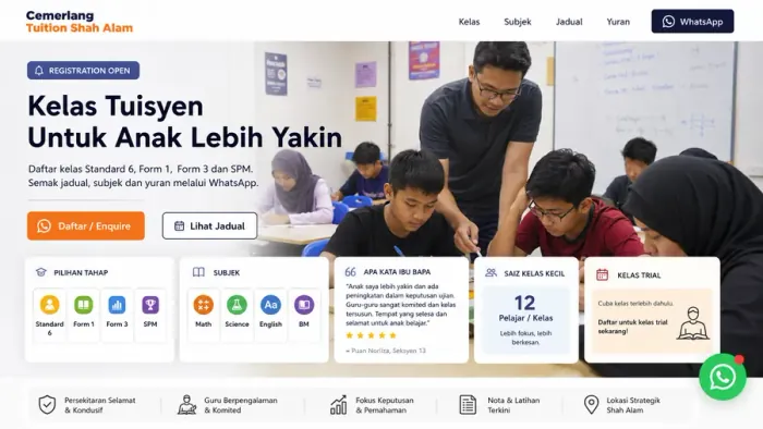 Sri Murugan Centre, tuition centre website