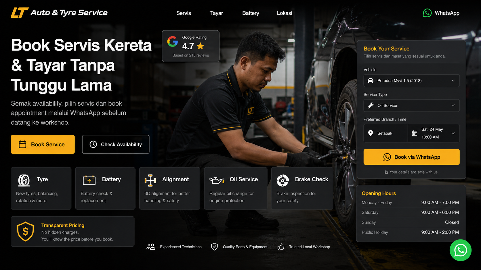 Lim Tayar — car workshop website